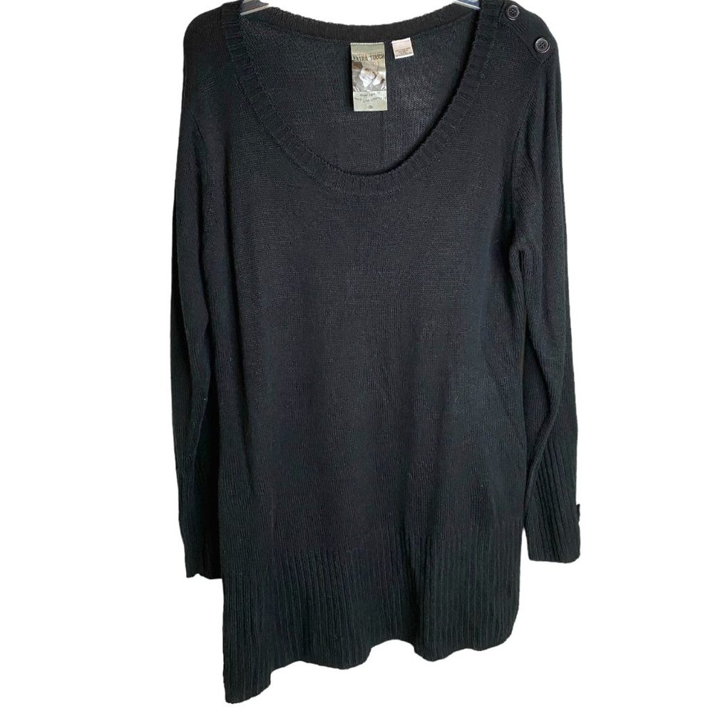 Extra Touch Womens Vtg. Black Acrylic Sweater Size 3X Dark Academia Goth Witchy
